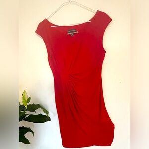 Red Belted Draped Dress